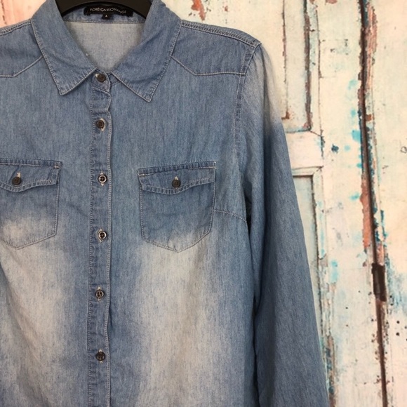 Foreign Exchange Button Down Chambray - Picture 4 of 7